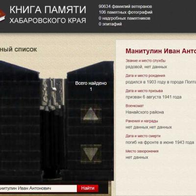 Электронная Книга памяти Хабаровского края