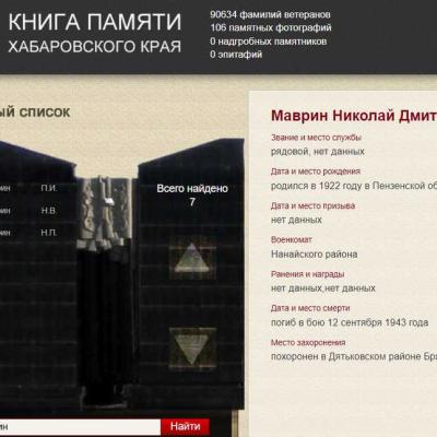 электронная Книга памяти Хабаровского края