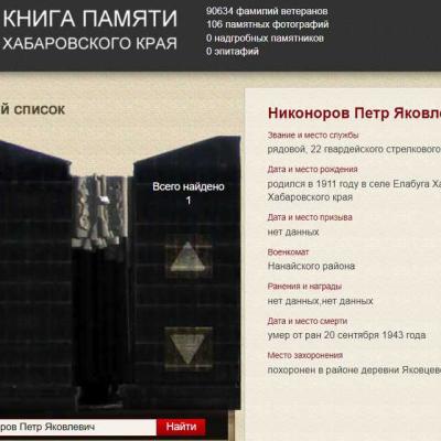 Электронная Книга Памяти Хабаровского края