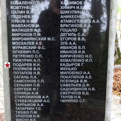 На мемориальной плите братской могилы