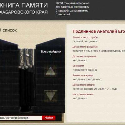 Электронная Книга Памяти Хабаровского края
