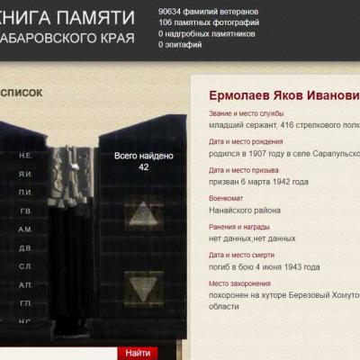 Электронная Книга Памяти Хабаровского края