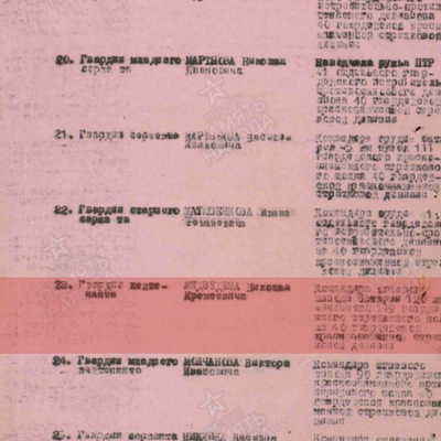 строка в наградном списке к ордену