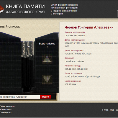Электронная книга памяти Хабаровского края