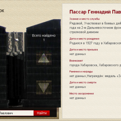 Страница Электронной Книги Памяти Хабаровского края