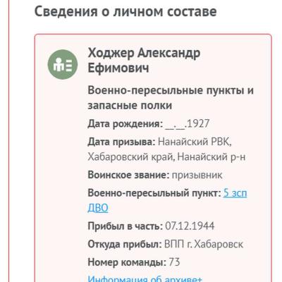 Сведения о личном составе