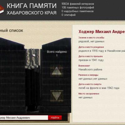 страница электронной Книги Памяти Хабаровского края