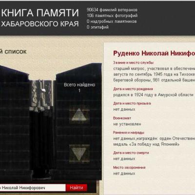 Страница электронной Книги Памяти Хабаровского края